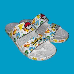 Crocs Classic Pokemon Pikachu Slides w/ Jibbitz Men's 8 Woman’s 10